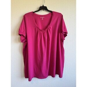 Woman Within Pink Short Sleeve Round Neck T Shirt Pullover Cotton Size 3X 30/32